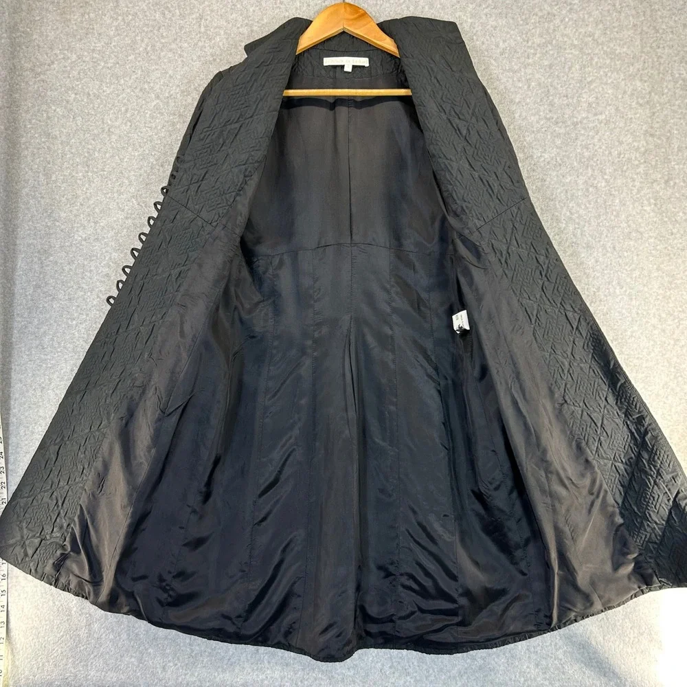Christie‎ de la Rue Black Quilted Button Front Midi Coat Womens Size 2